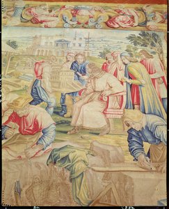Lorenzo Medici and Giuliano da Sangallo Inspecting the Model for the Villa at Poggia a Caiano by Benedetto di Michele Squilli and Joannes Stradanus by Unknown